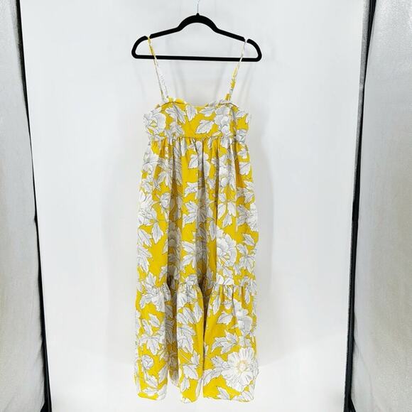 ZARA Printed Poplin DRESS TRF Yellow White Floral flowy vacation size M - Picture 1 of 8